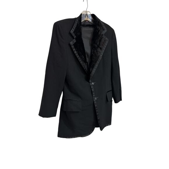 MENS VINTAGE AFTER 6 CRUSTED VELVET WOOL TUX SMOKING BLAZER SZ 38